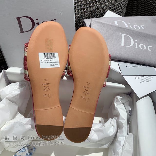 DIOR女鞋 迪奧2021專櫃新款磨砂新大底涼拖 Dior一字型刺繡平拖  naq1493